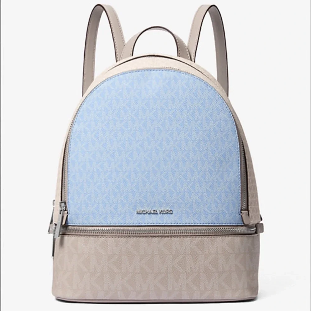 MICHAEL KORS Rhea Medium Color-Block Signature Logo Backpack - Picture 9 of 16